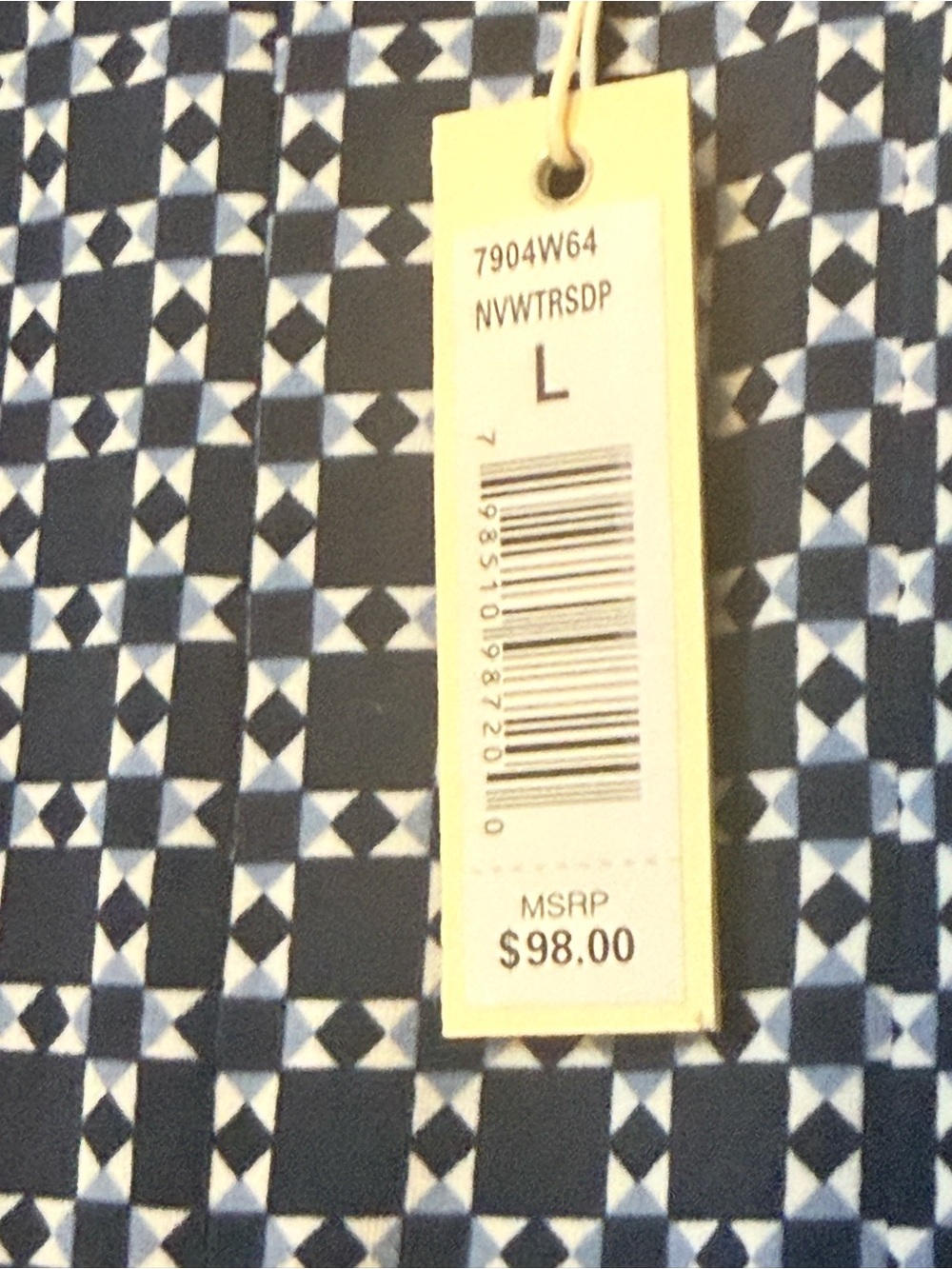 Max Studio Navy and White Patterned Sleeveless Midi Dress - Picture 6 of 9